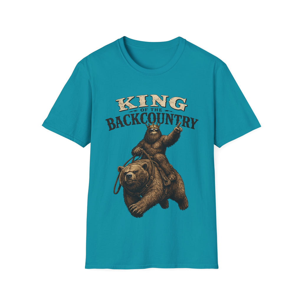 King of the Backcountry T-Shirt | Bear Riding Moose Outdoor Design