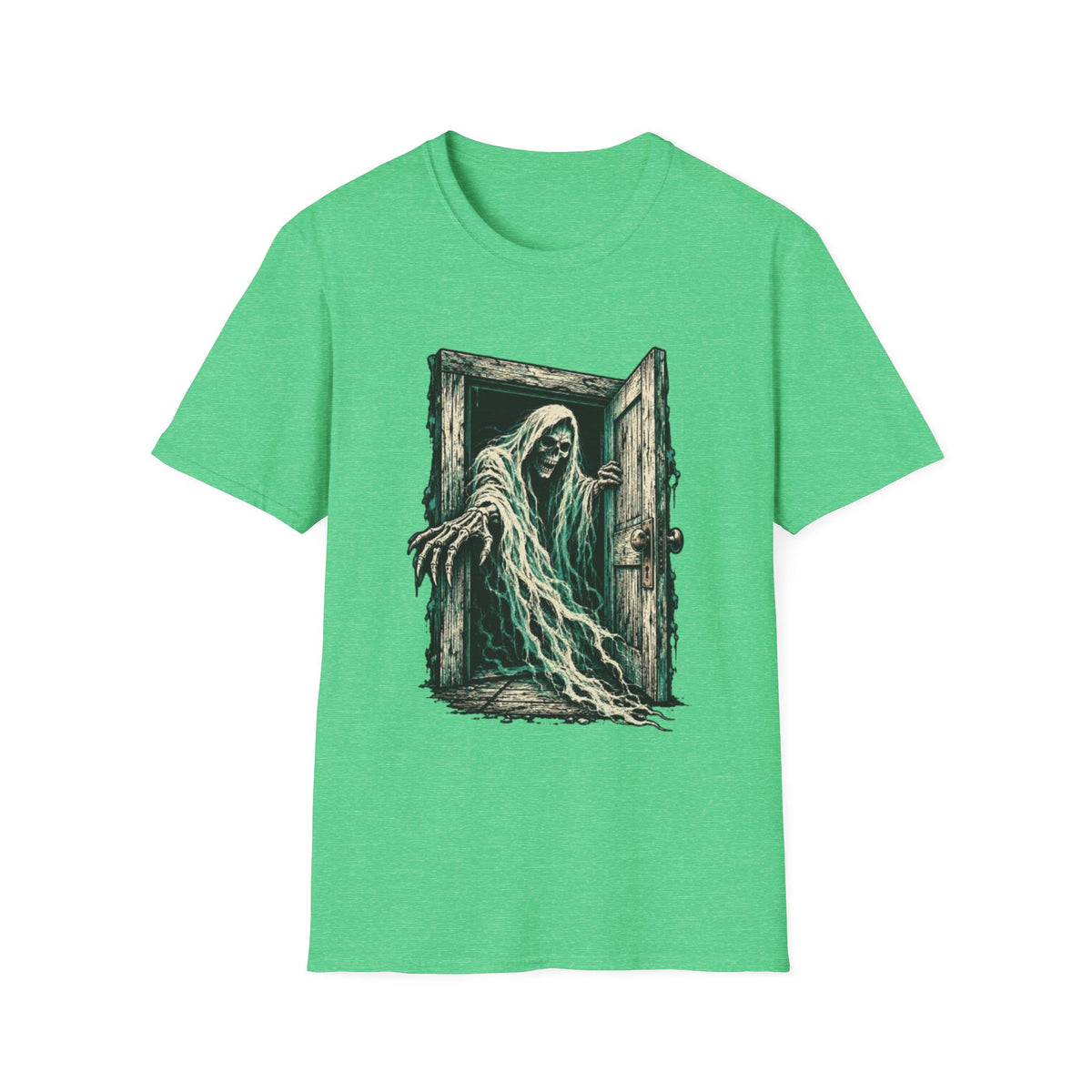Haunted Door Grim Reaper Gothic Halloween T-Shirt