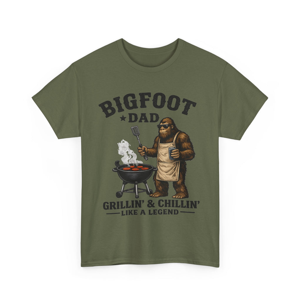 Bigfoot Dad Grillin' & Chillin' T-Shirt | Sasquatch BBQ Tee, Like a Legend