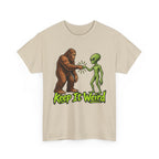 Keep It Weird Sasquatch Alien T-Shirt | Funny Cryptid UFO Tee