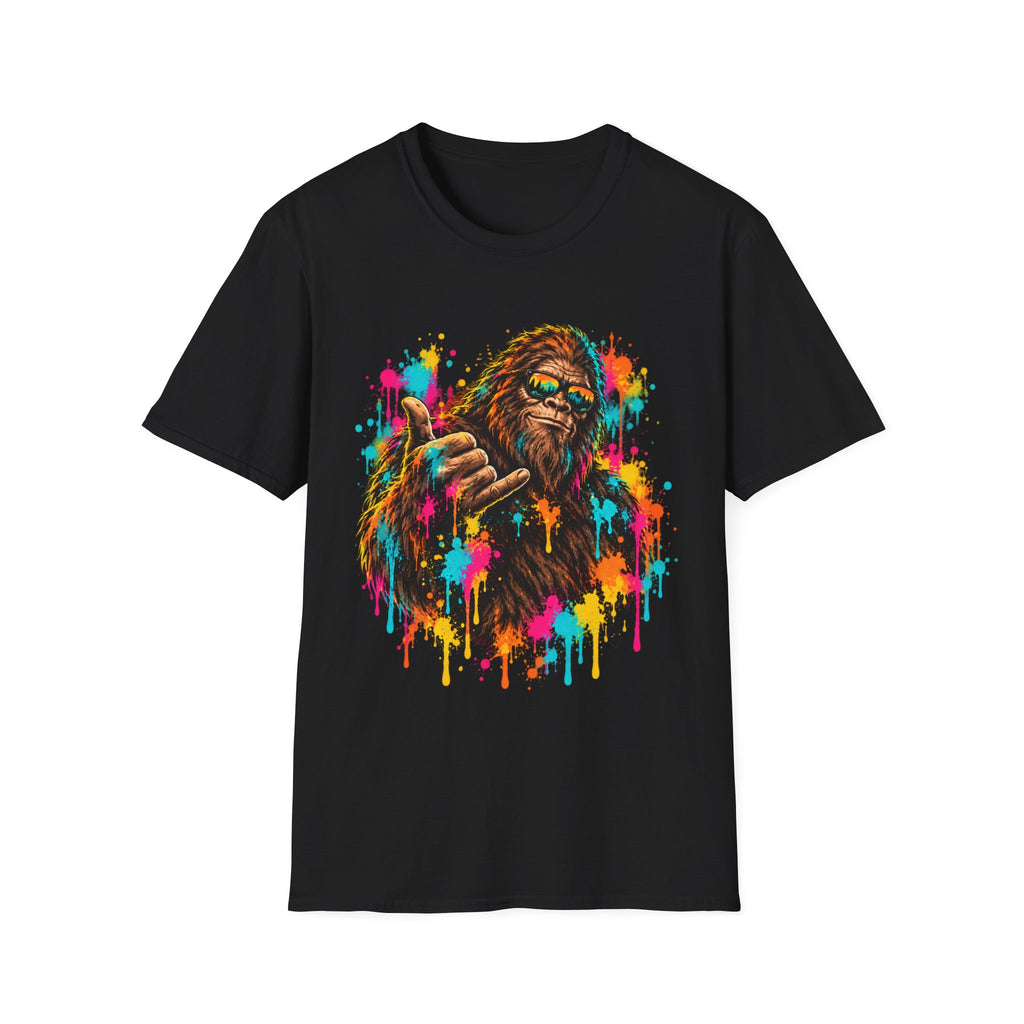 Colorful Bigfoot Paint Splatter  T-Shirt