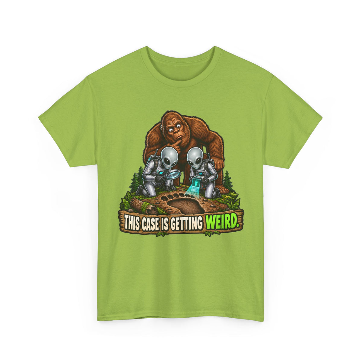 This Case Is Getting Weird Bigfoot & Alien Funny Graphic T-Shirt