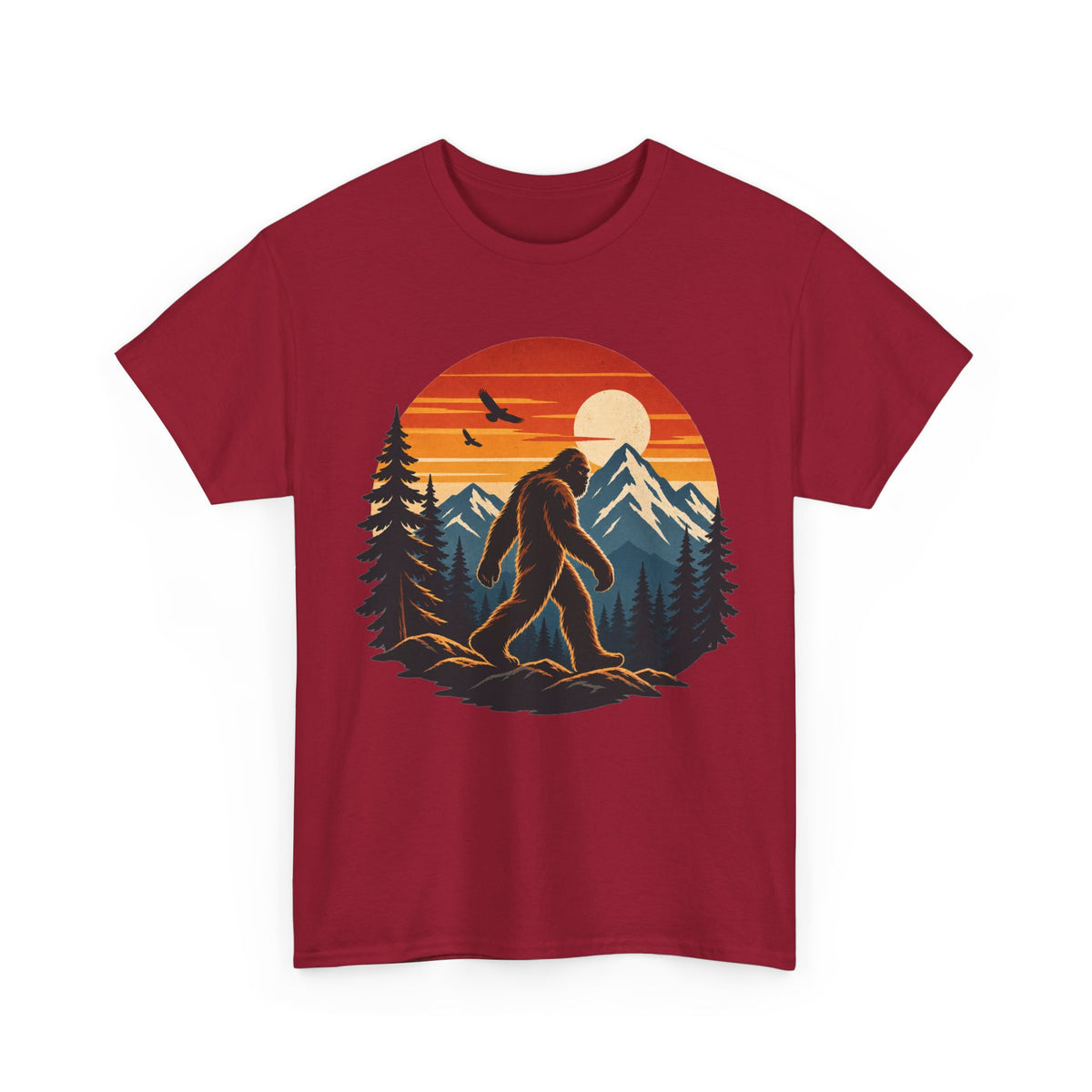 Bigfoot Mountain Sunset T-Shirt | Sasquatch Camping Retro Nature Tee