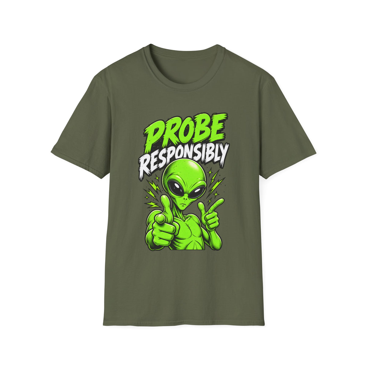 Alien Graphic T-Shirt — "Probe Responsibly" Funny UFO Shirt