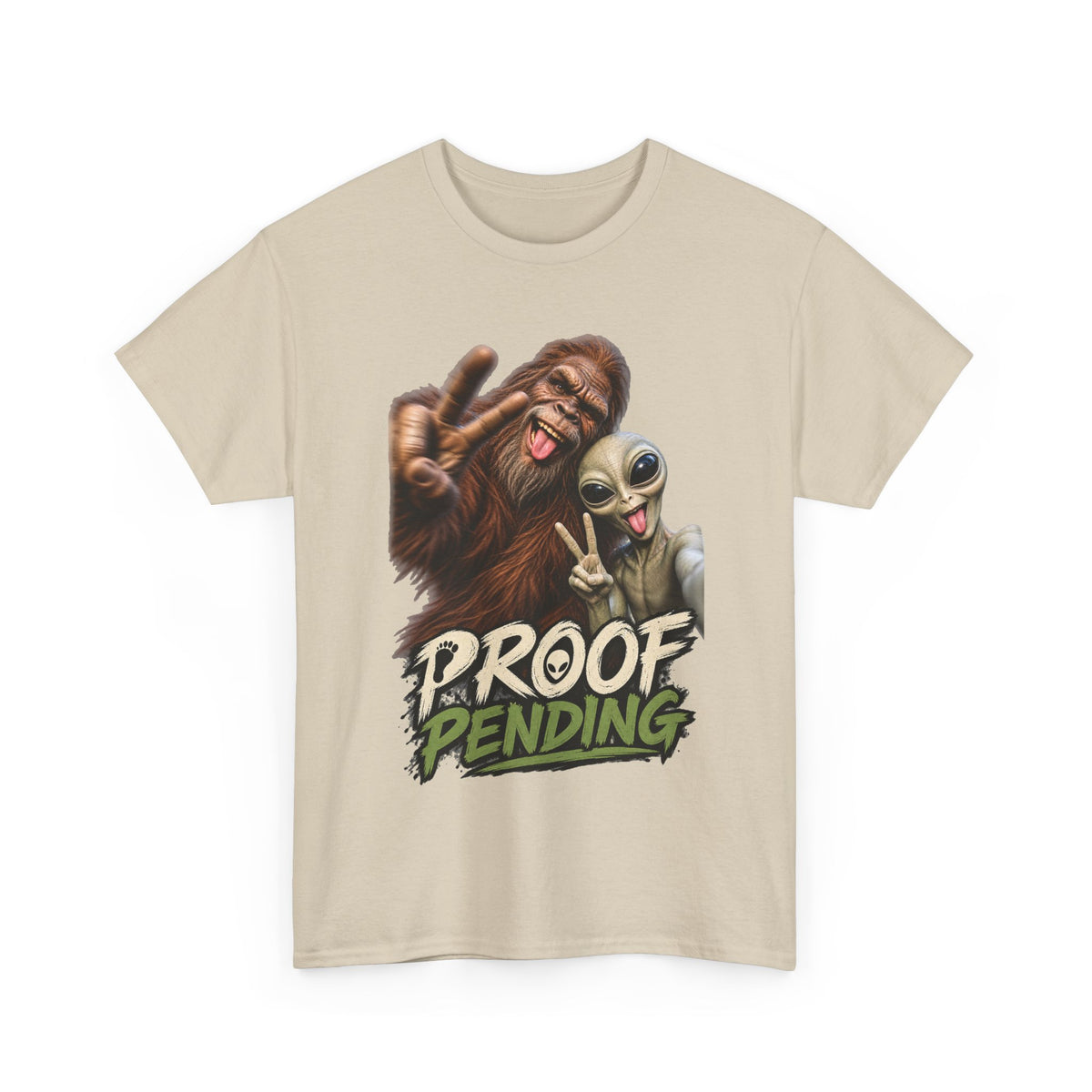 Proof Pending Sasquatch & Alien Tee | Funny Cryptid UFO Graphic Shirt