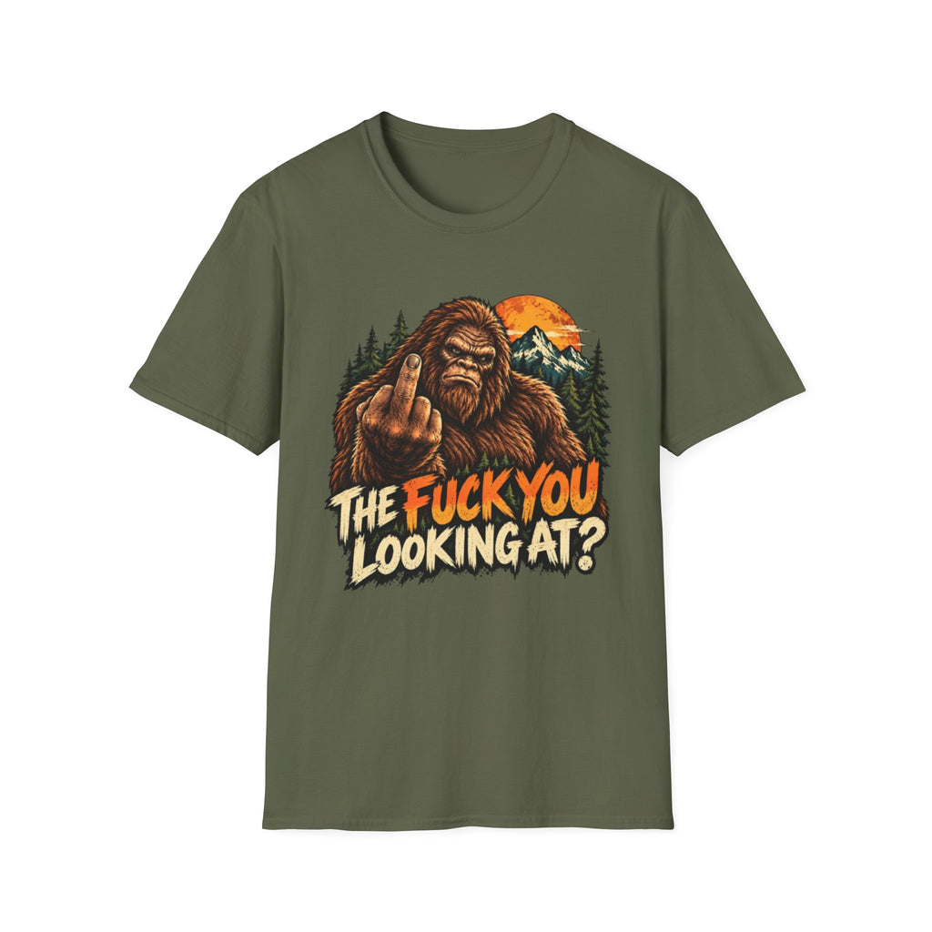 Funny Bigfoot “The Fuck You Looking At?” Graphic T-Shirt