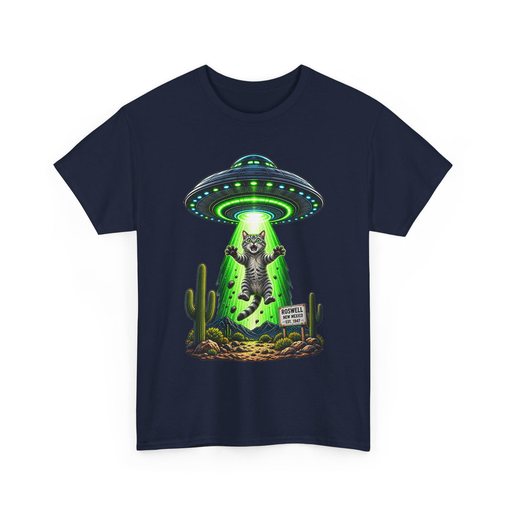 Cat Abduction UFO Tee | Alien Spaceship Graphic Shirt
