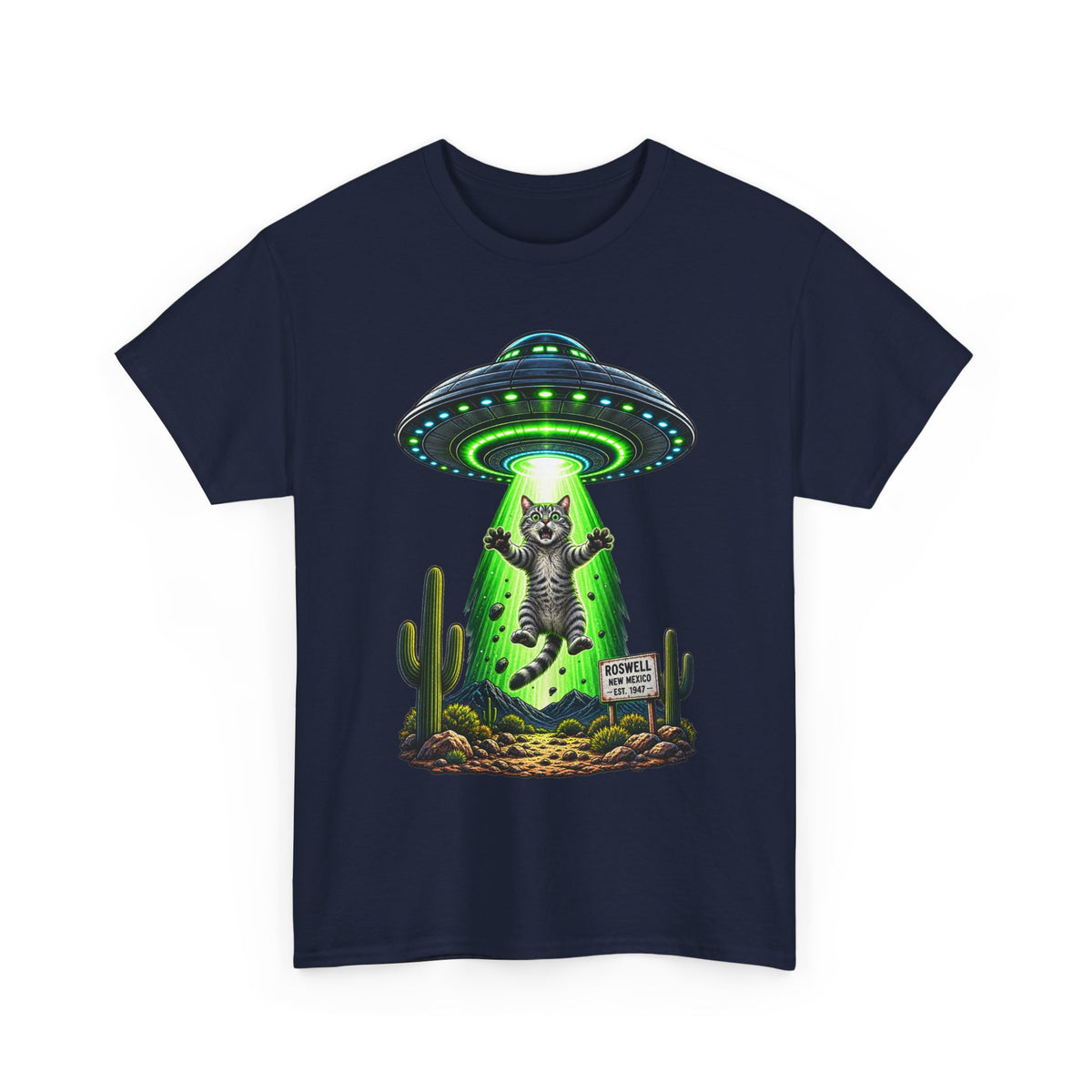 Cat Abduction UFO Tee | Alien Spaceship Graphic Shirt