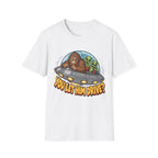 Alien Ride T-Shirt — "You Let Him Drive?" Funny Bigfoot UFO Tee