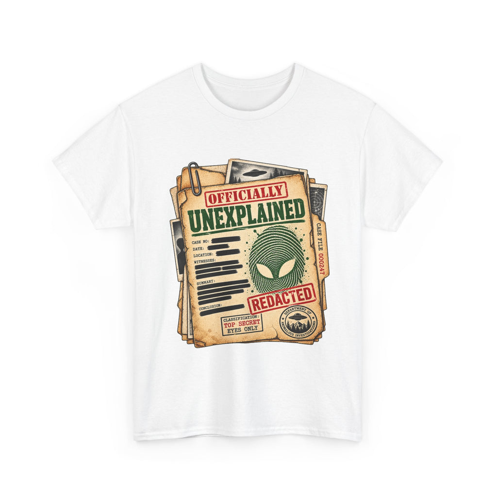Officially Unexplained File Alien Tee | UFO X-Files Document Graphic