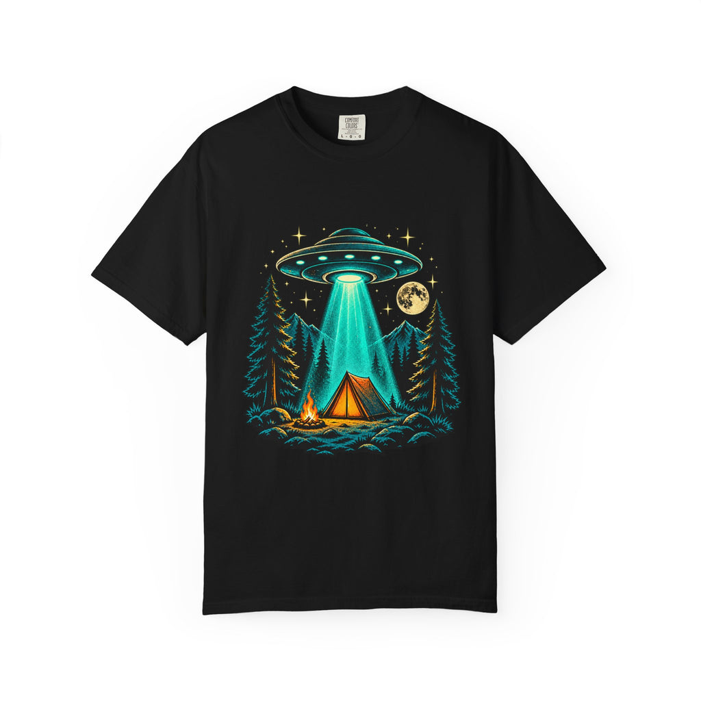 Alien Camping T-Shirt — UFO Abduction Night Graphic Tee