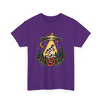 UFO Abduction Tee — Retro Alien Tractor Beam with Deer & Forest Tattoo Art