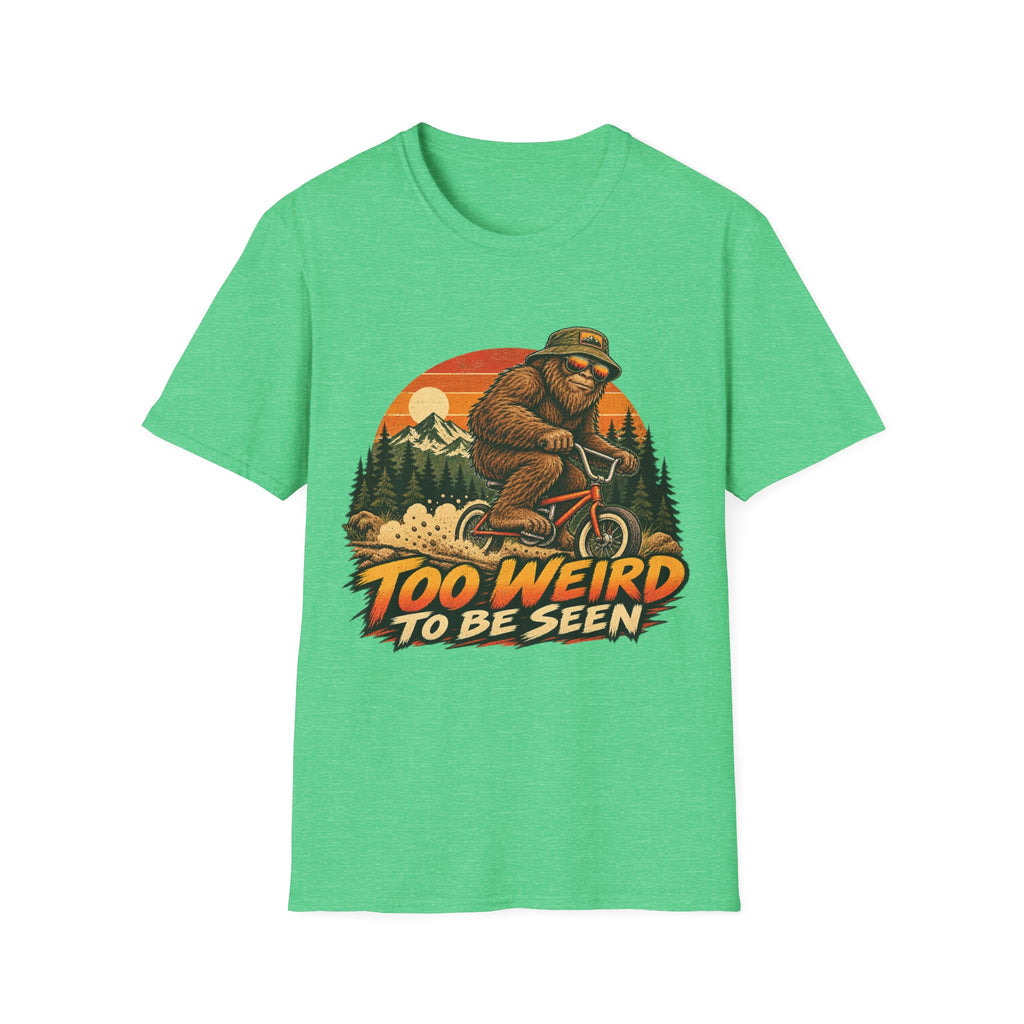 Too Weird to Be Seen Bigfoot Mountain Biking T-Shirt