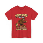 Bigfoot Was Here tee | Sasquatch graphic t-shirt, camping forest humor