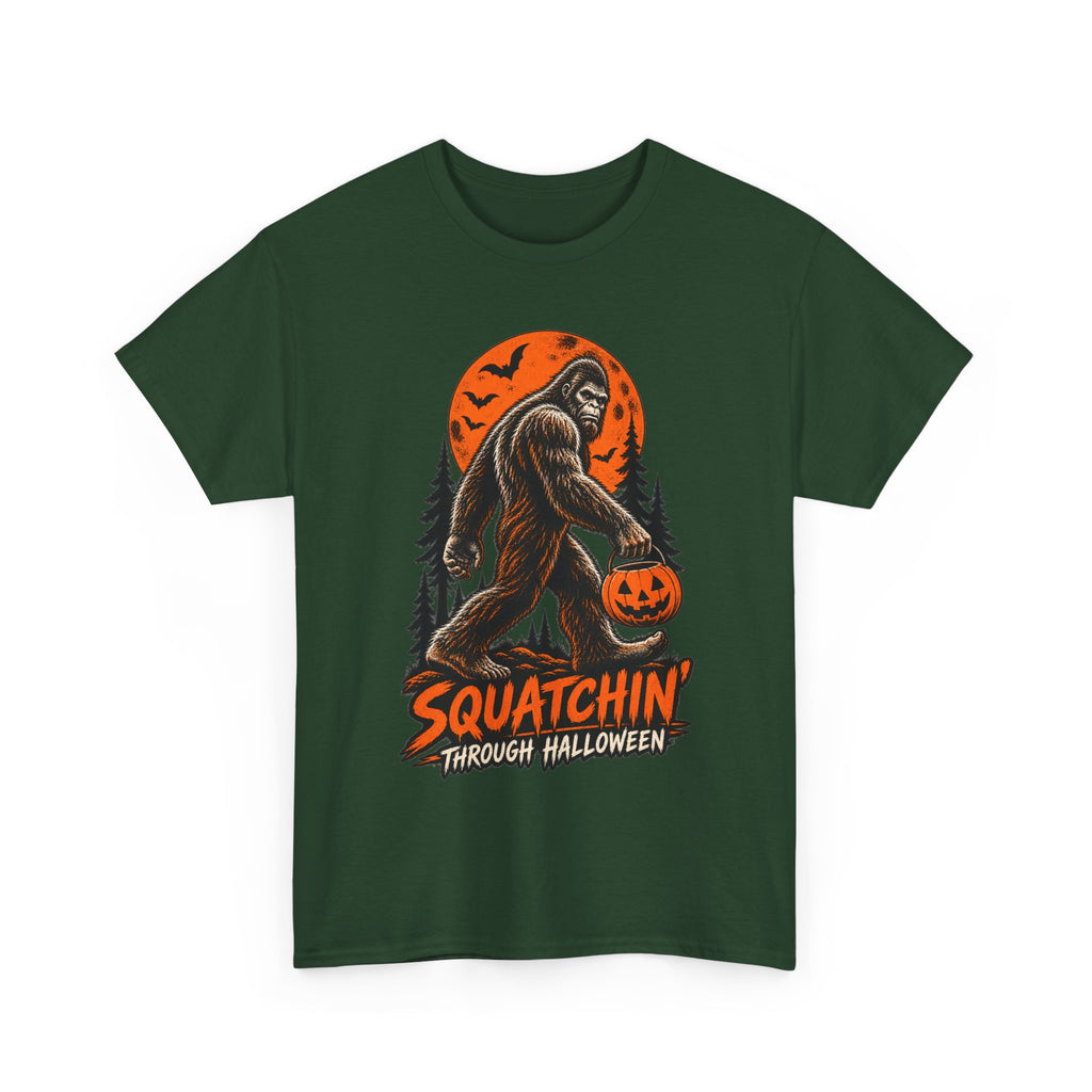 Squatchin' Through Halloween T-Shirt | Bigfoot Pumpkin Tee