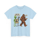 Have You Seen This Guy? Bigfoot and Alien Funny Graphic T-Shirt