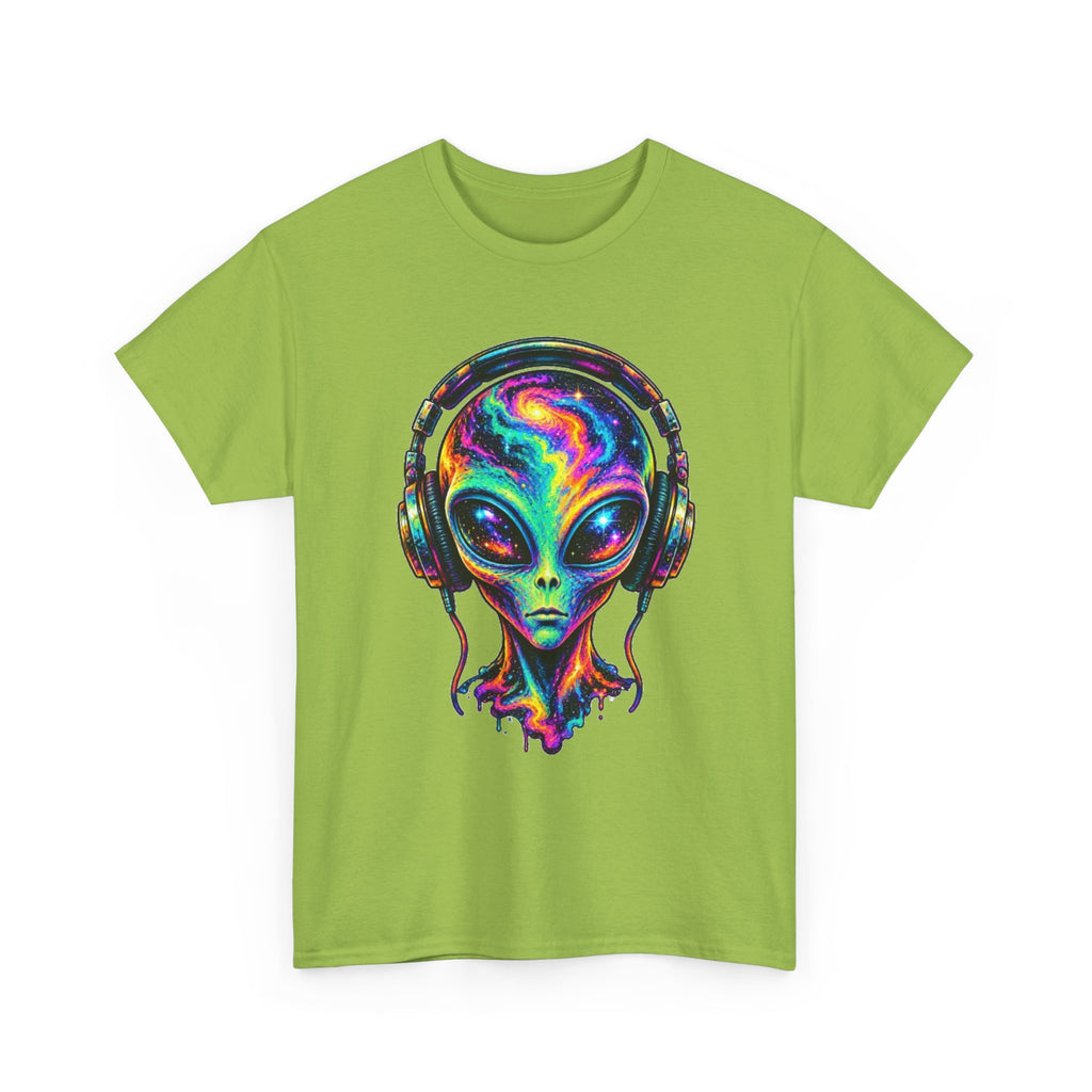 Alien Headphones T-Shirt – Colorful Cosmic UFO Graphic