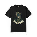 Believer Bigfoot Footprint T-Shirt — Sasquatch Forest Adventure Tee