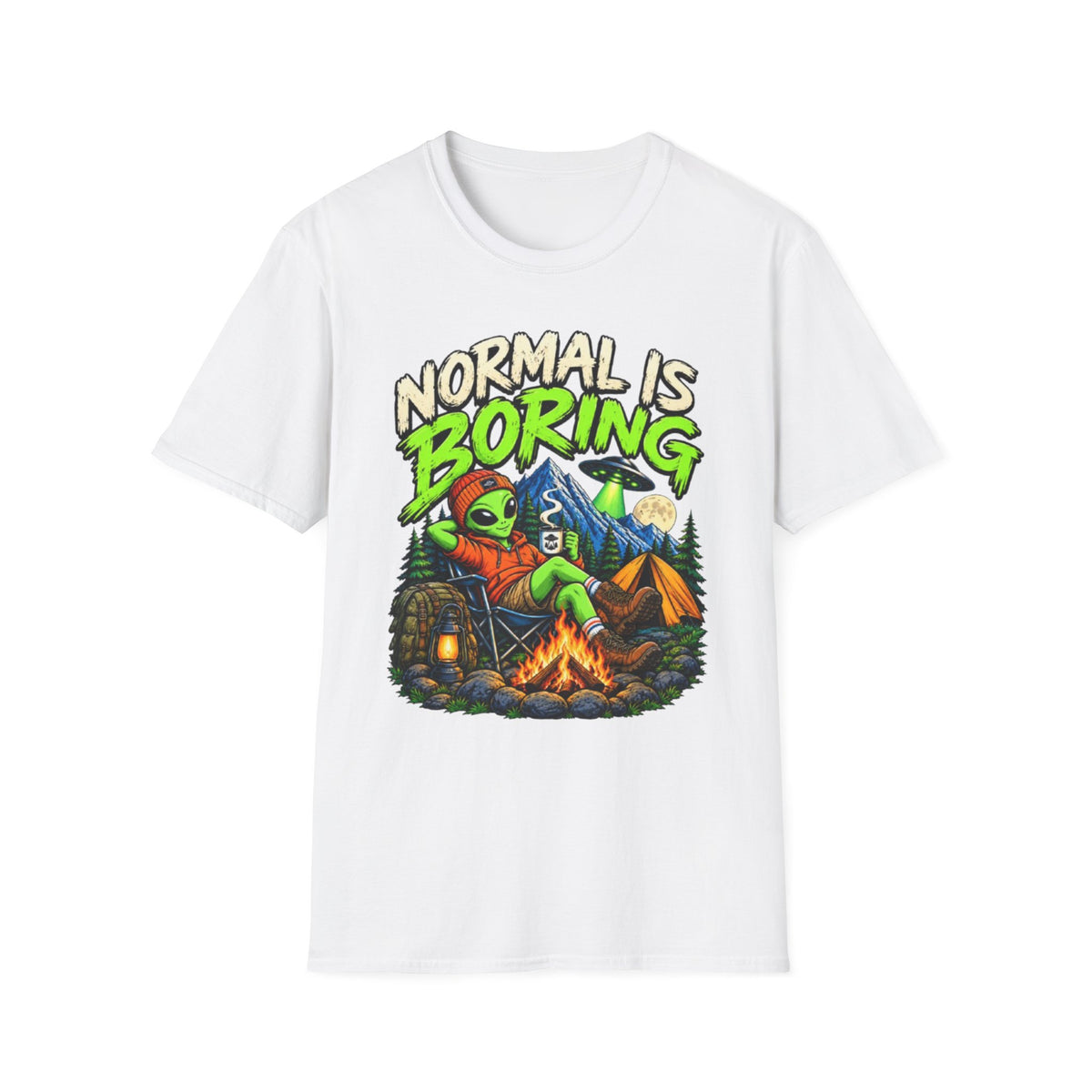 Normal Is Boring Alien Camping T-Shirt