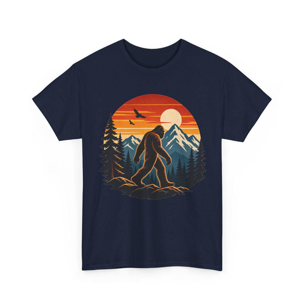 Bigfoot Mountain Sunset T-Shirt | Sasquatch Camping Retro Nature Tee