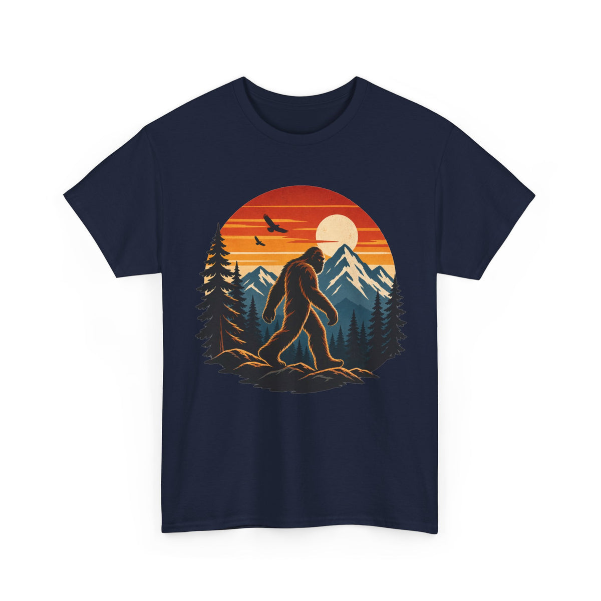 Bigfoot Mountain Sunset T-Shirt | Sasquatch Camping Retro Nature Tee