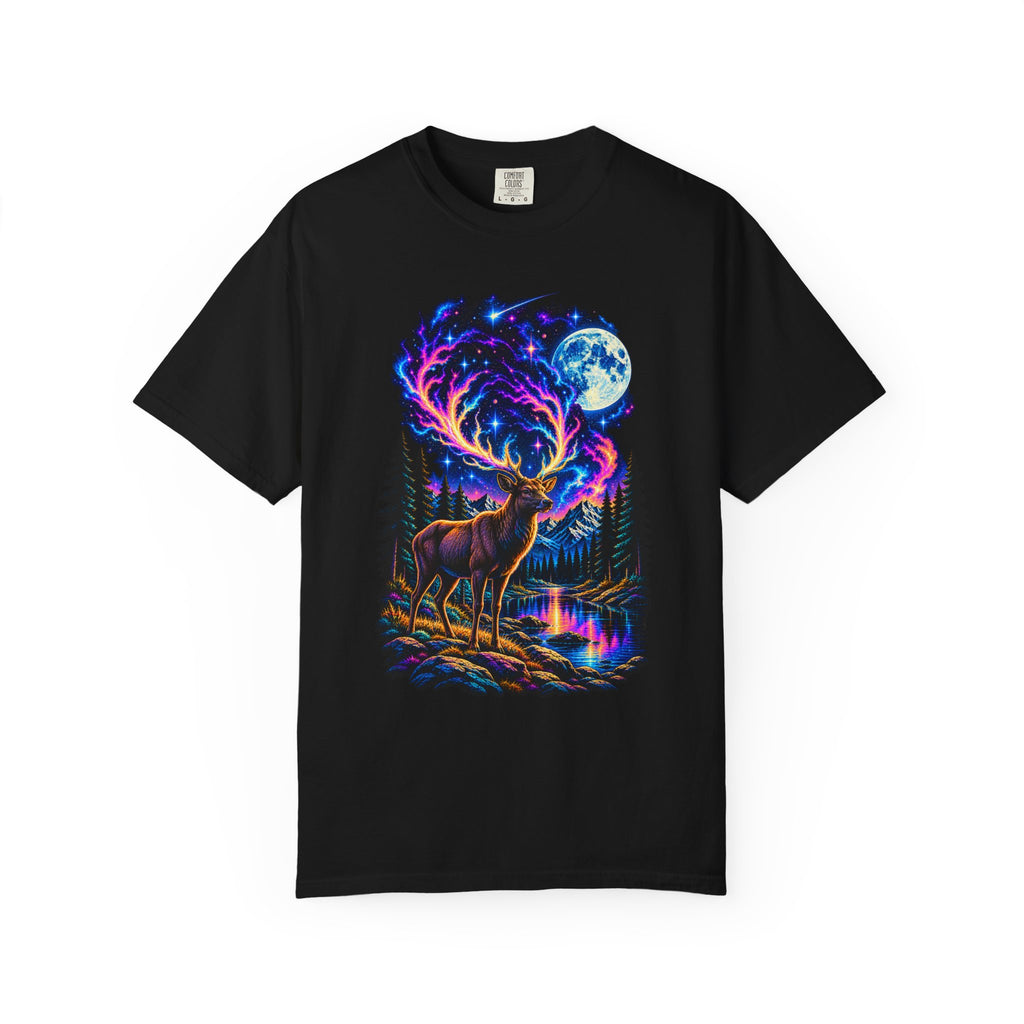 Mystical Stag Under Moonlight Garment-Dyed T-Shirt