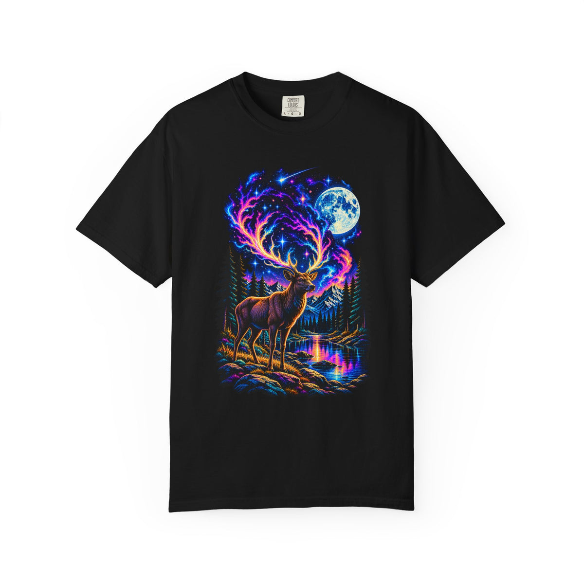 Mystical Stag Under Moonlight Garment-Dyed T-Shirt