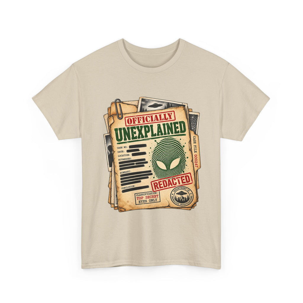 Officially Unexplained File Alien Tee | UFO X-Files Document Graphic
