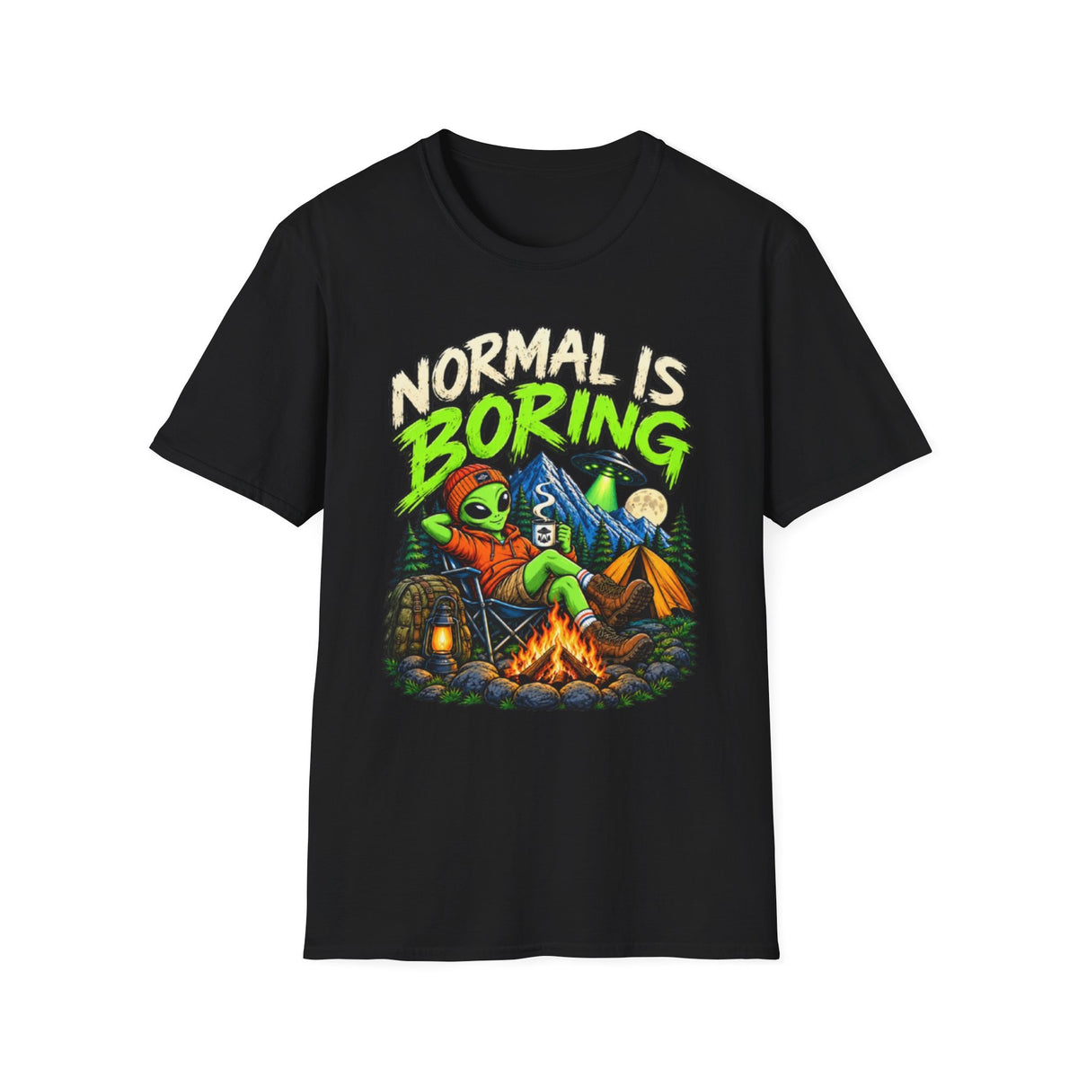 Normal Is Boring Alien Camping T-Shirt