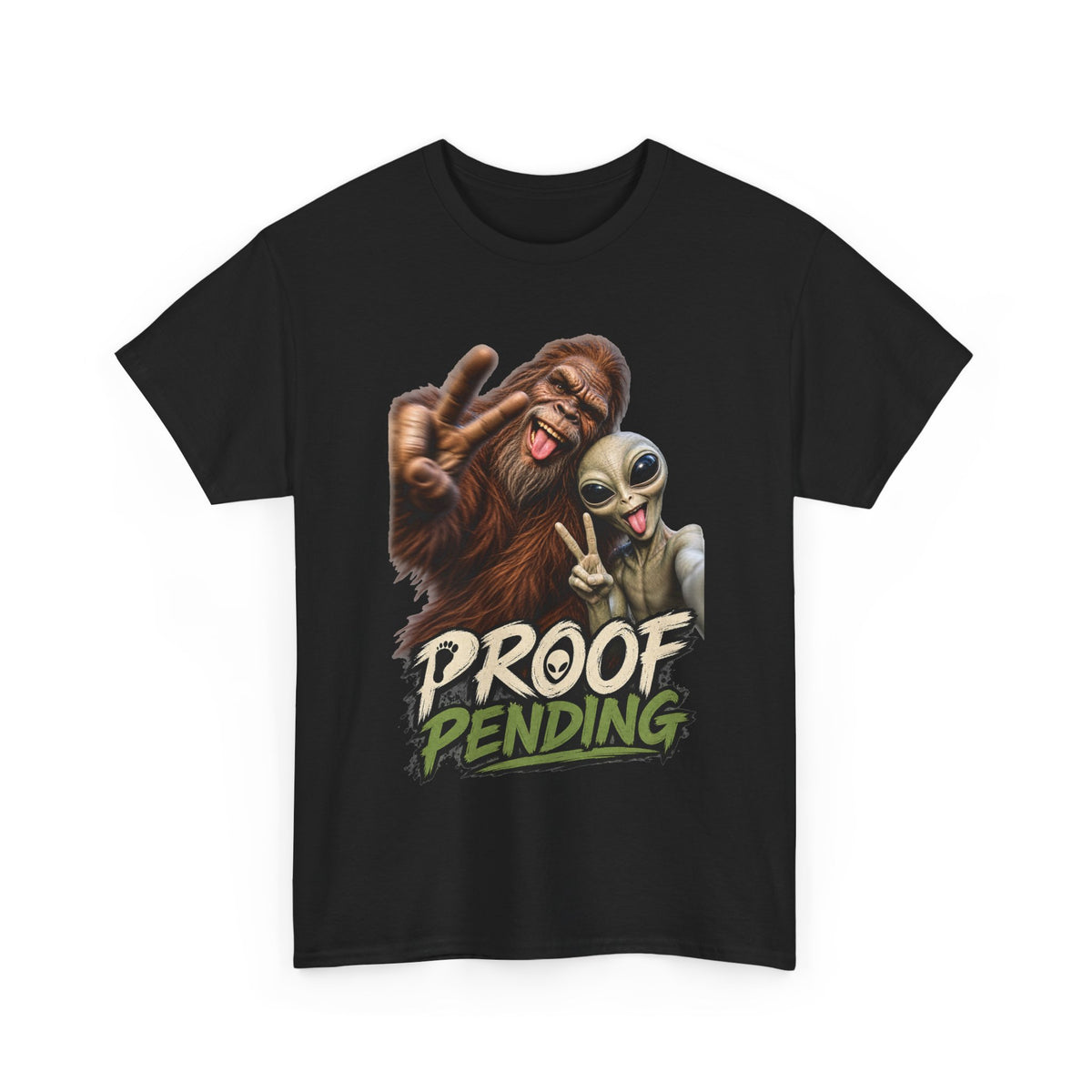 Proof Pending Sasquatch & Alien Tee | Funny Cryptid UFO Graphic Shirt