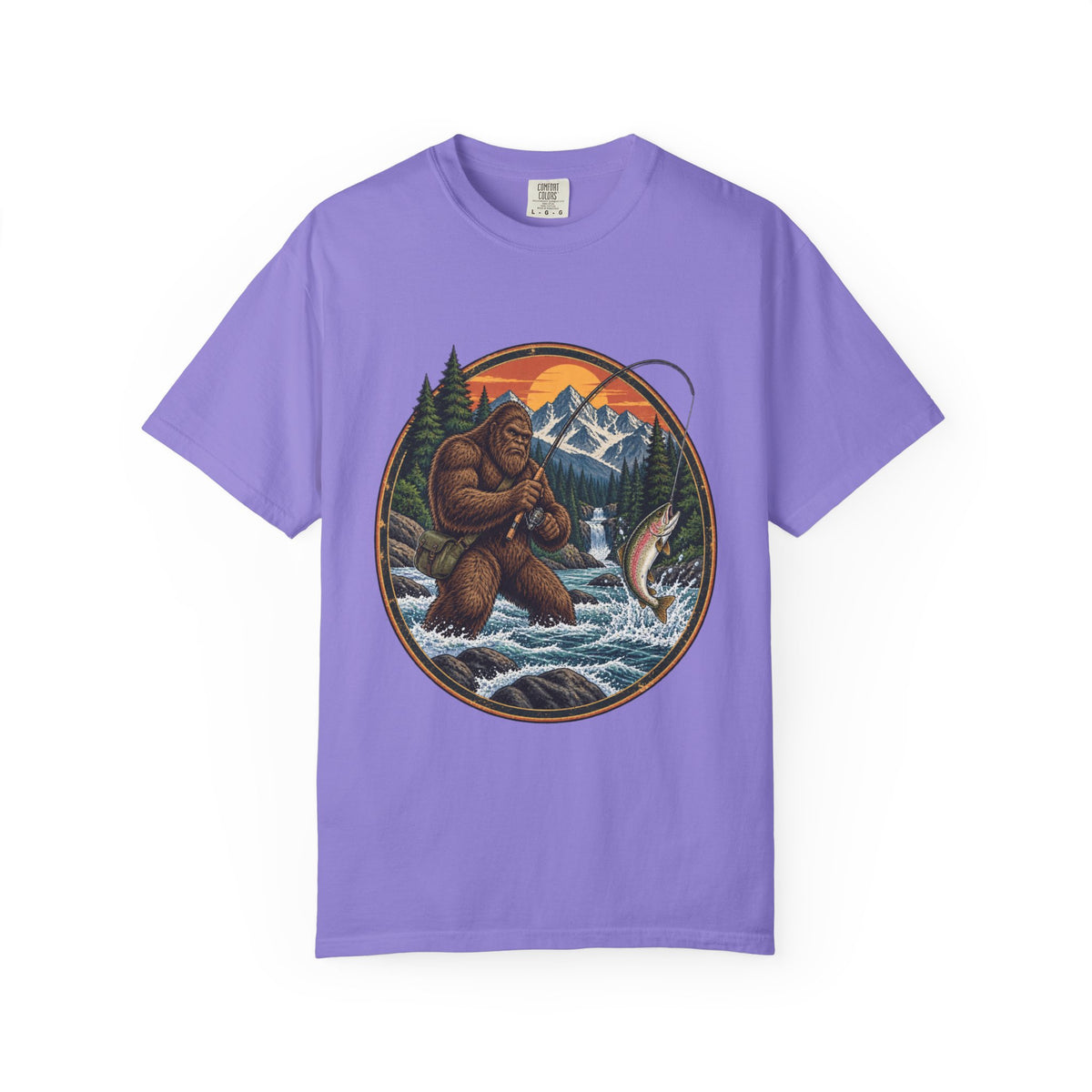 Bigfoot Fishing Graphic T-Shirt