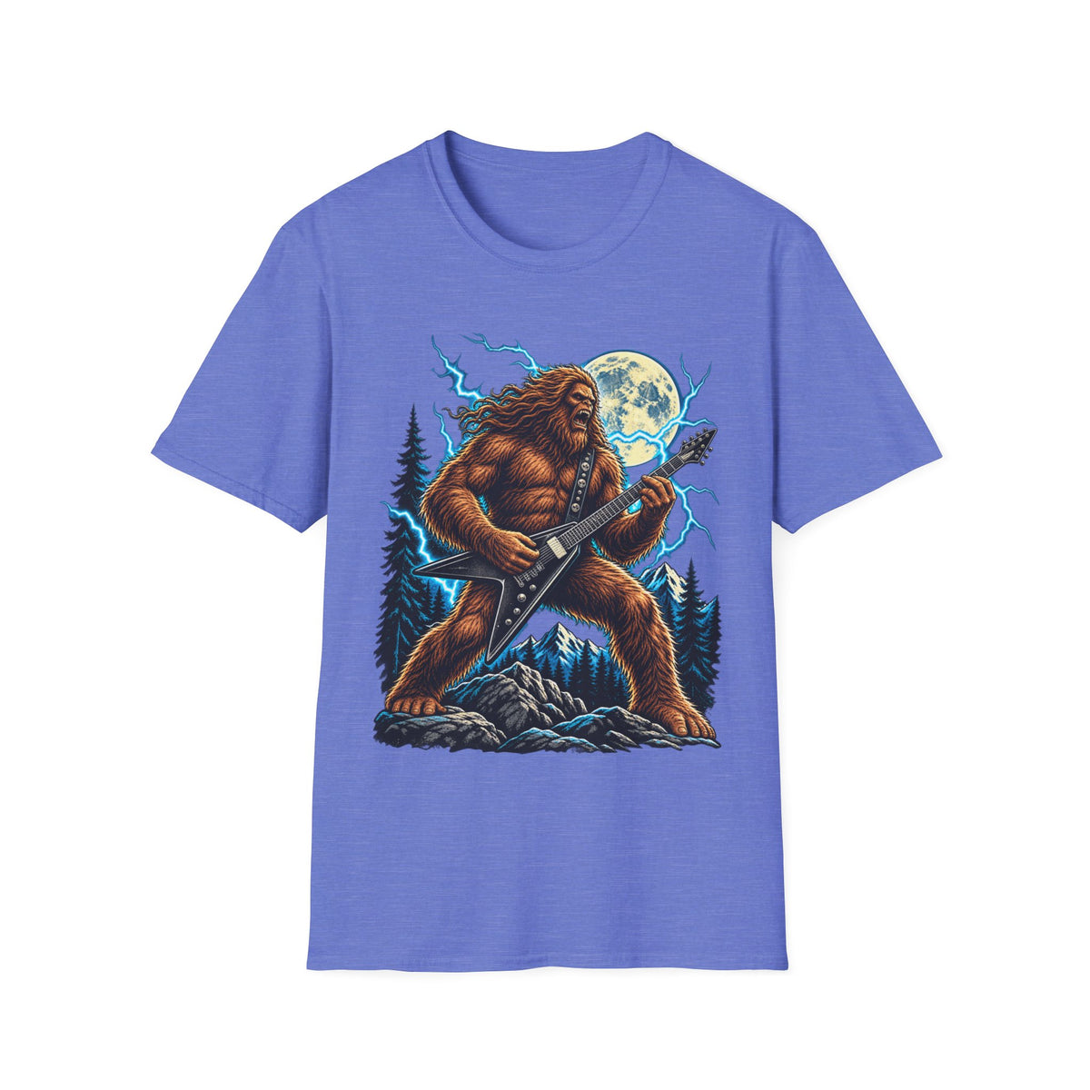 Bigfoot Playing Guitar Mountain Forest T-Shirt