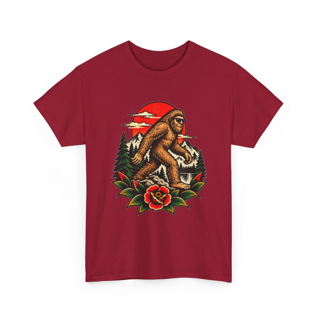 Bigfoot Forest Sunset T-Shirt — Sasquatch Vintage Graphic Tee