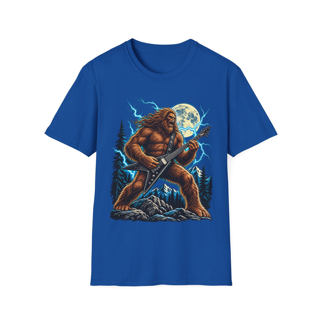 Bigfoot Playing Guitar Mountain Forest T-Shirt