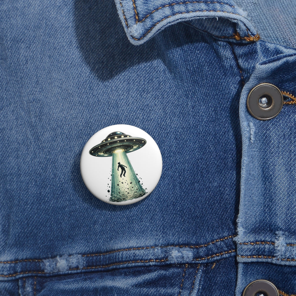 UFO Abduction Pin Button — Alien Spaceship Badge