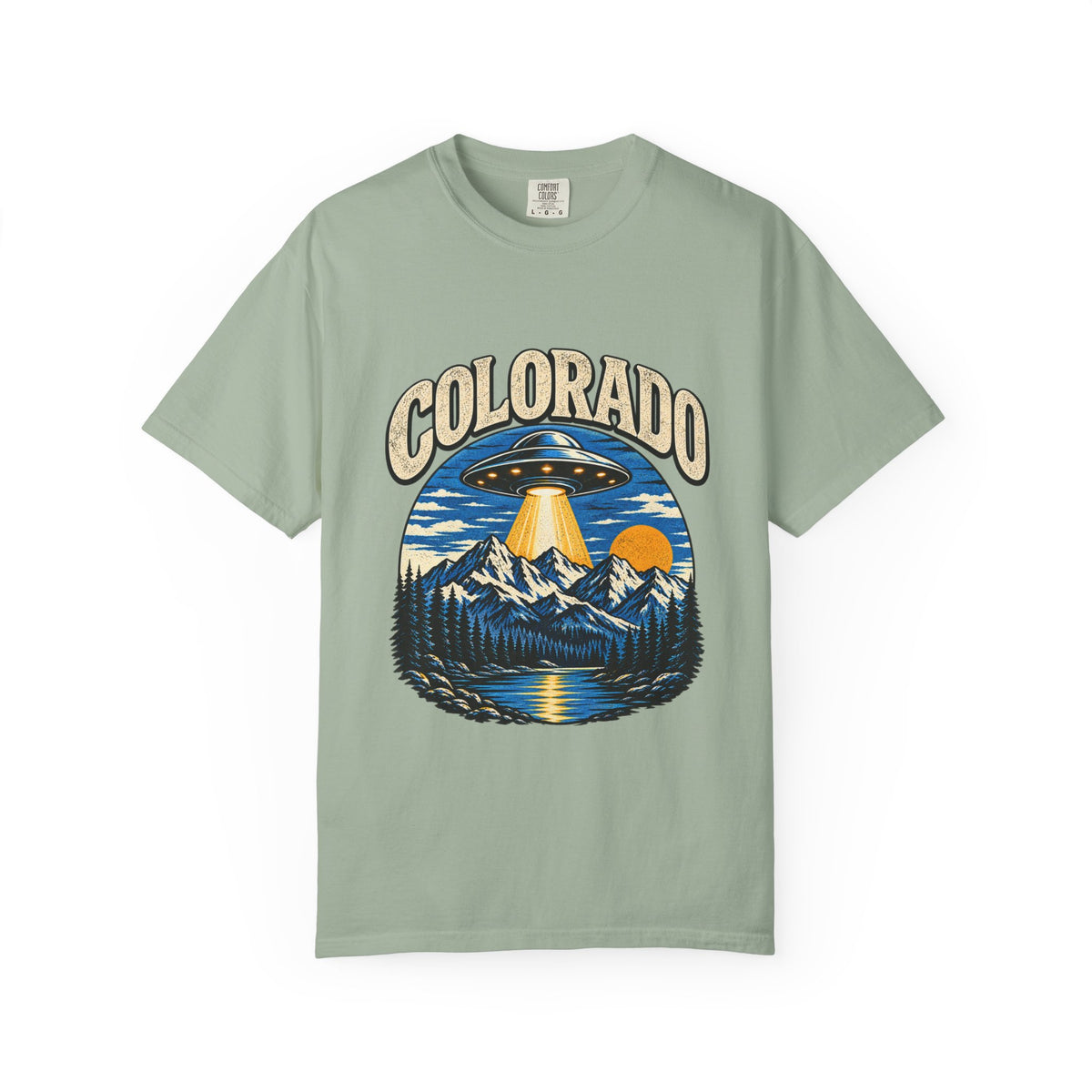Colorado UFO Mountain T-Shirt — Retro Alien Abduction Scenic Tee