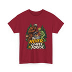 Bigfoot and Alien Illustration Tee | This Never Leaves the Forest, Forest Graphic Shirt