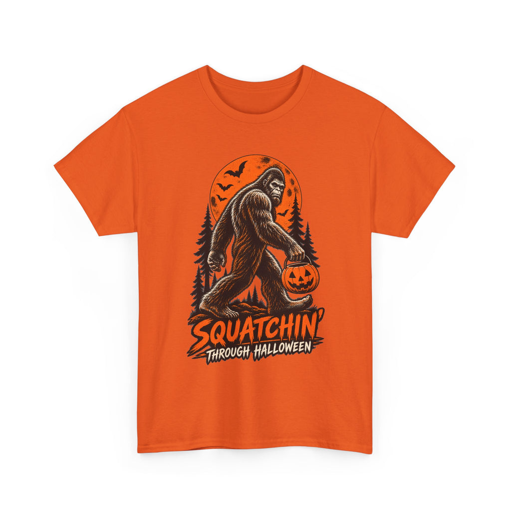 Squatchin' Through Halloween T-Shirt | Bigfoot Pumpkin Tee