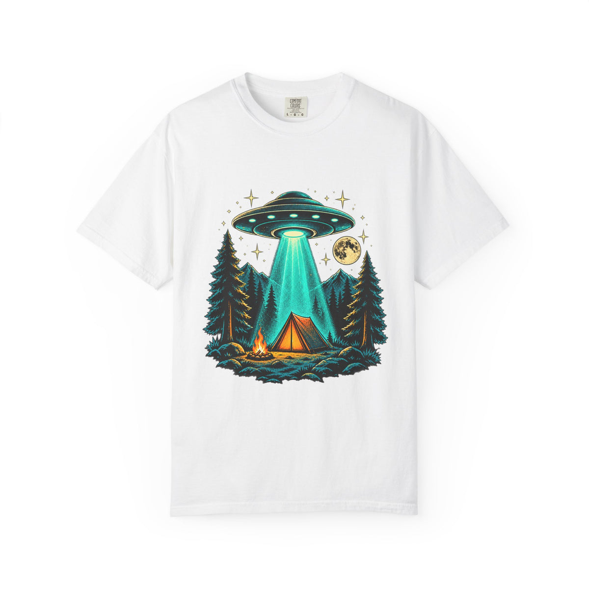 Alien Camping T-Shirt — UFO Abduction Night Graphic Tee