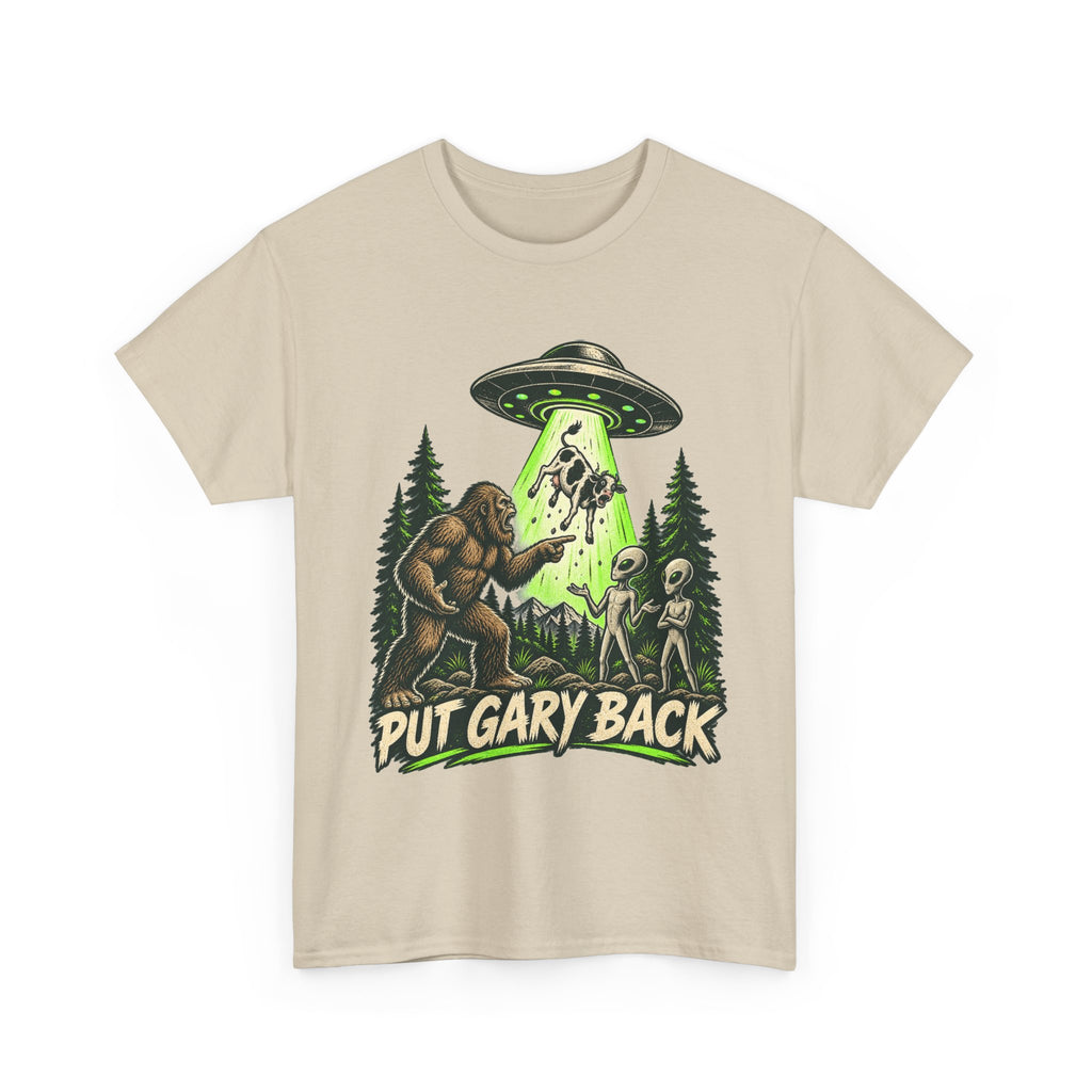 Put Gary Back Bigfoot T-Shirt | UFO Abduction Graphic Tee