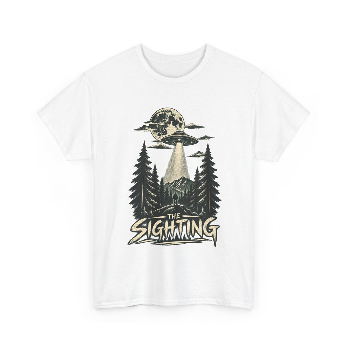 UFO Sighting Graphic Tee | Alien Abduction Forest Night