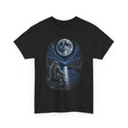 Moonlit Lake with Sitting bigfoot T-Shirt | Full Moon Night Nature Scene