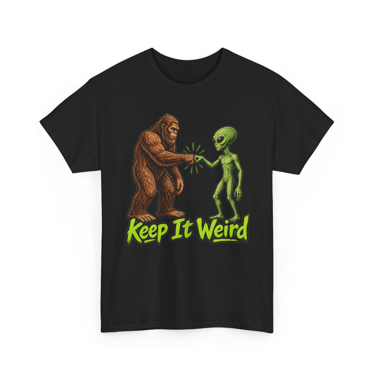 Keep It Weird Sasquatch Alien T-Shirt | Funny Cryptid UFO Tee
