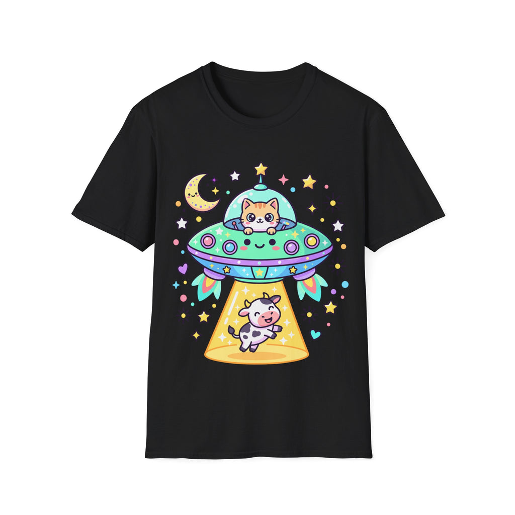 Kawaii Cat UFO Abduction T-Shirt