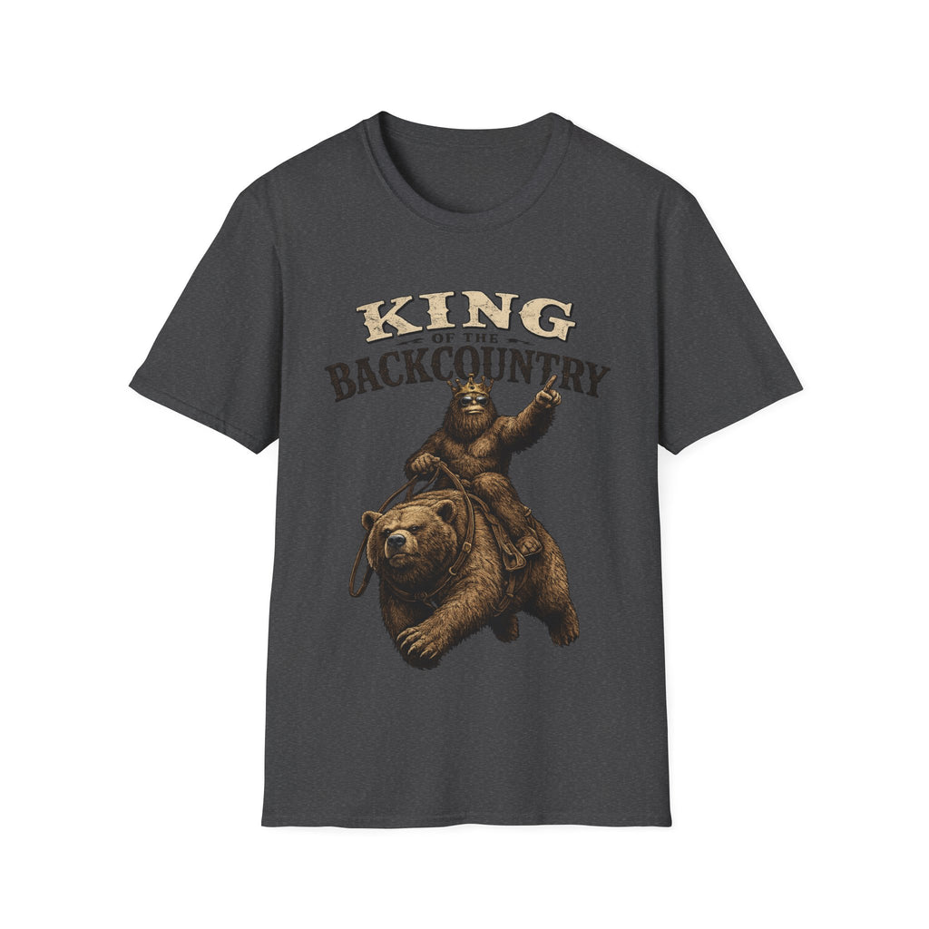 King of the Backcountry T-Shirt | Bear Riding Moose Outdoor Design