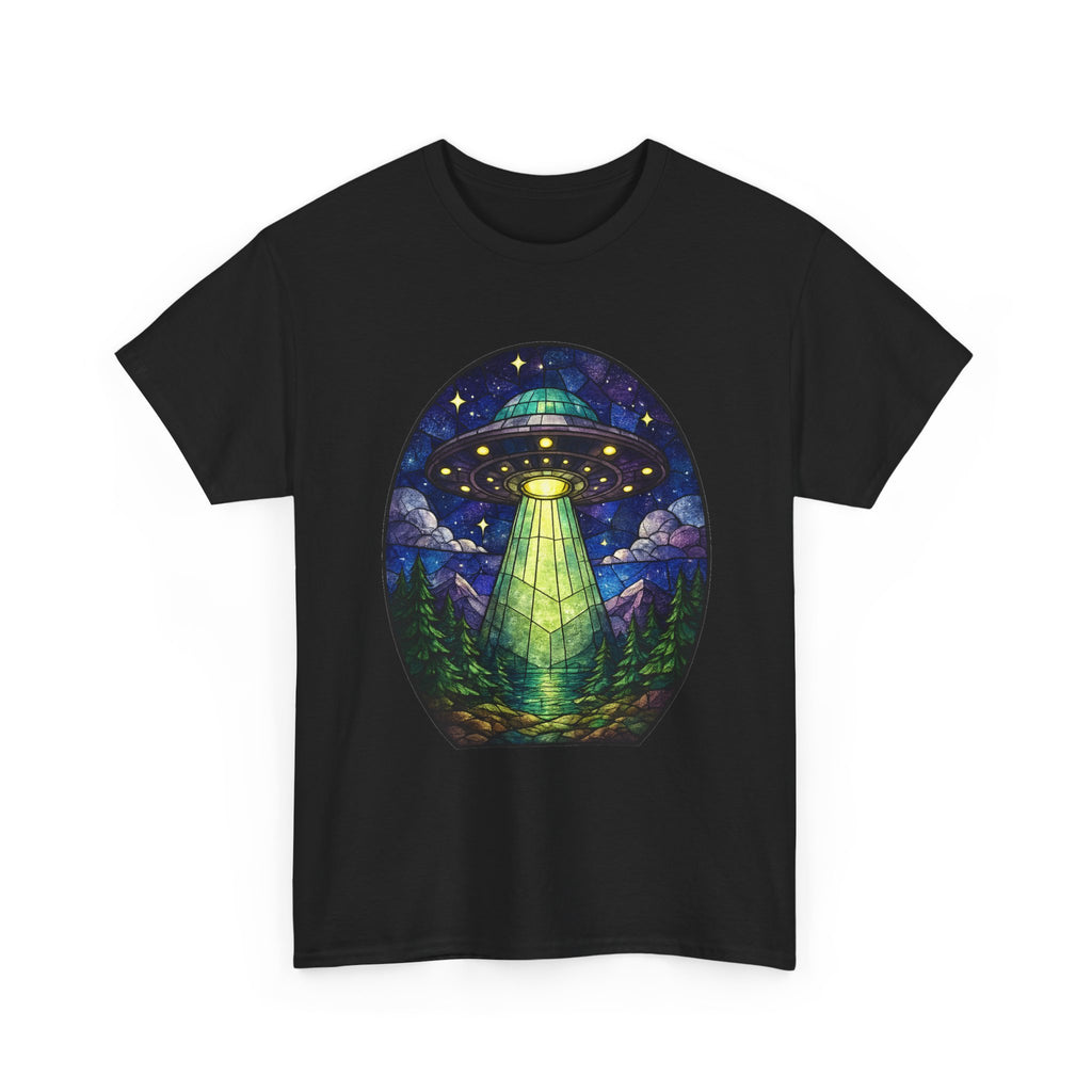 UFO Stained glass Shirt | Alien Spaceship Beam Woodland Night
