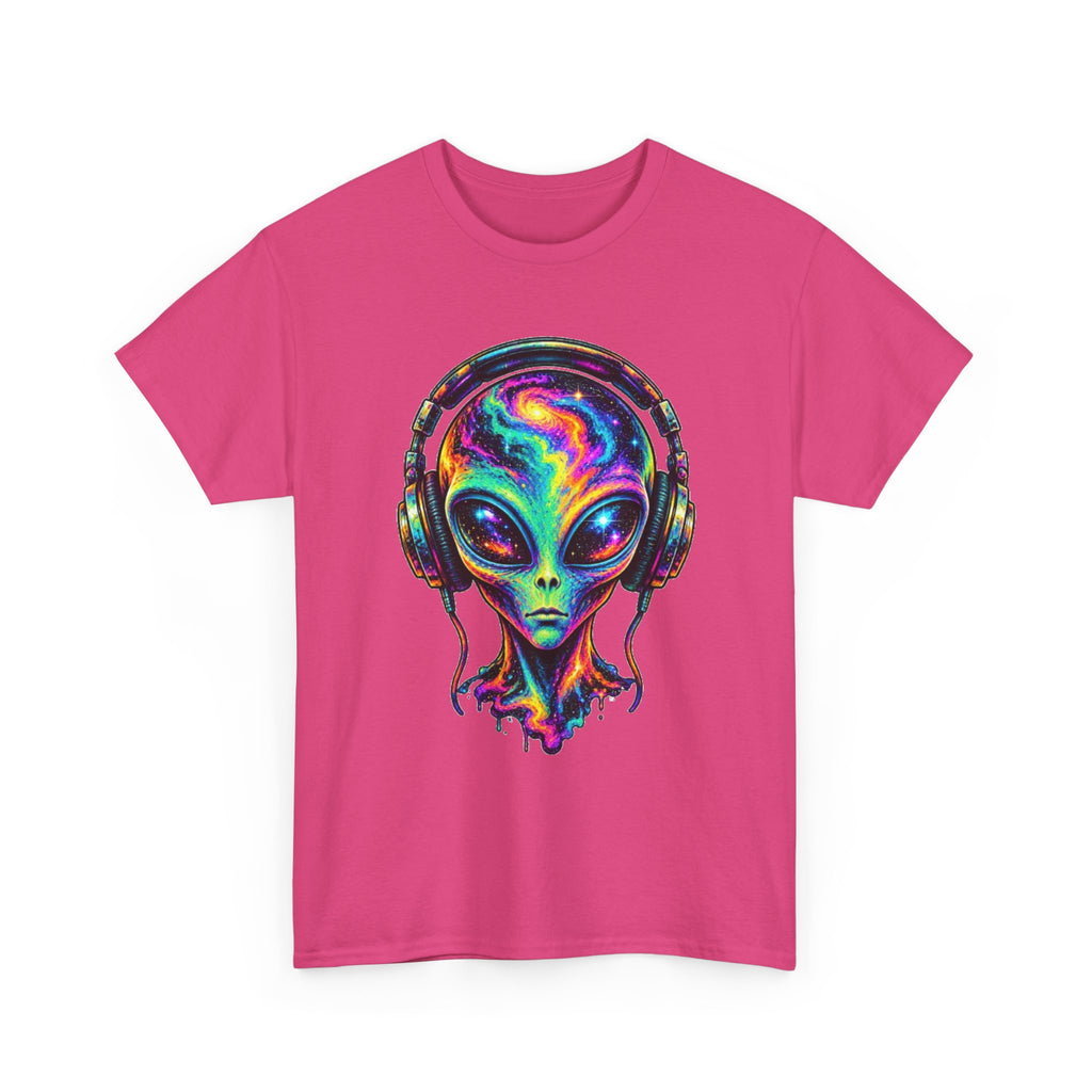 Alien Headphones T-Shirt – Colorful Cosmic UFO Graphic