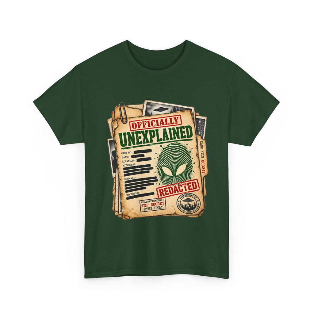Officially Unexplained File Alien Tee | UFO X-Files Document Graphic