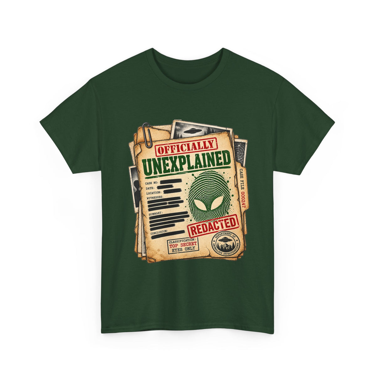 Officially Unexplained File Alien Tee | UFO X-Files Document Graphic