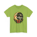 Moon & Forest Tattoo Tee — Vintage Crescent Moon, Night Sky and Flower Graphic T-Shirt